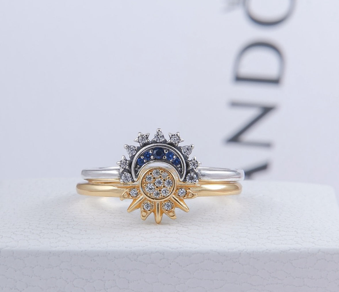 Pandora Sun & Moon Ring Set