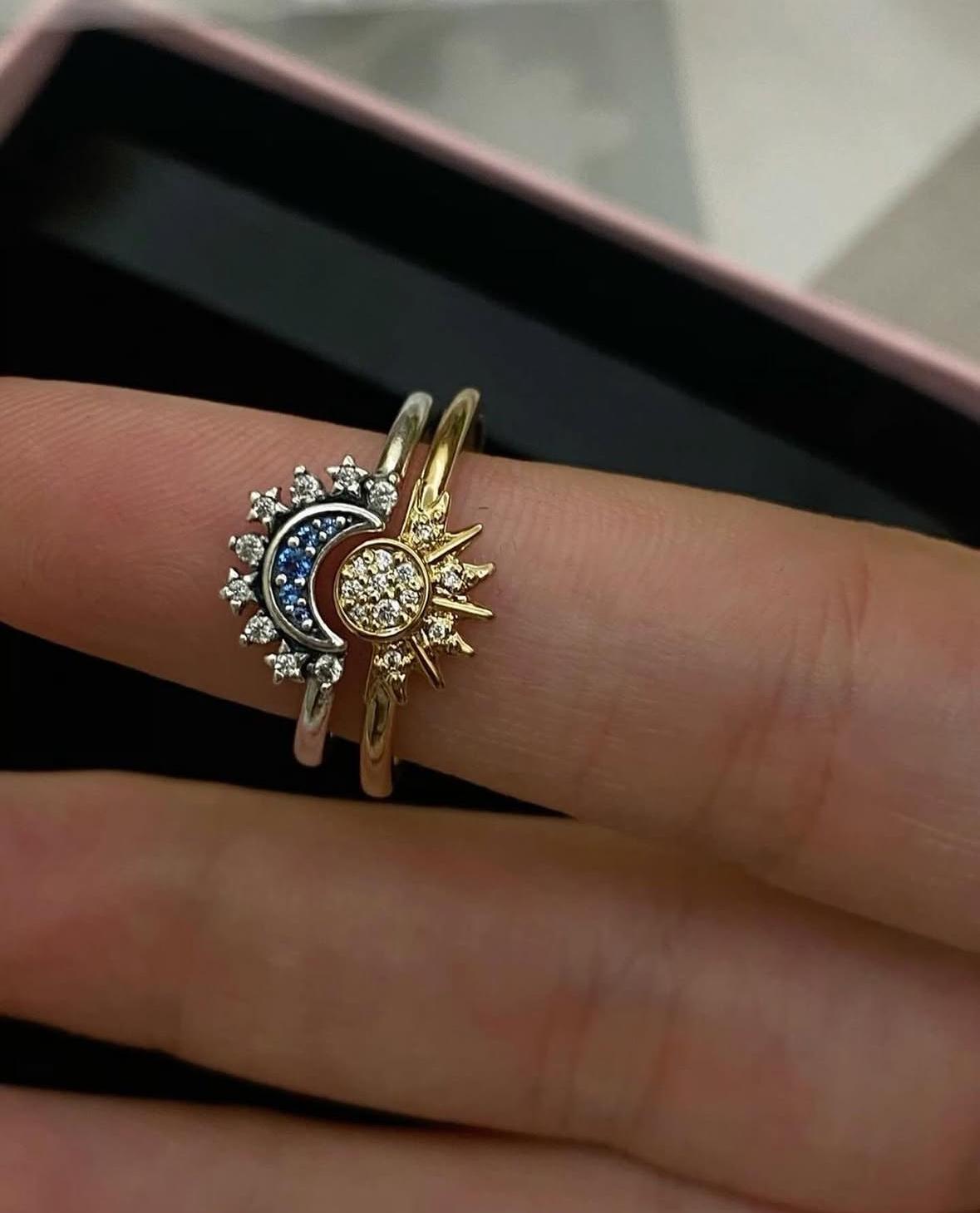 Pandora Sun & Moon Ring Set