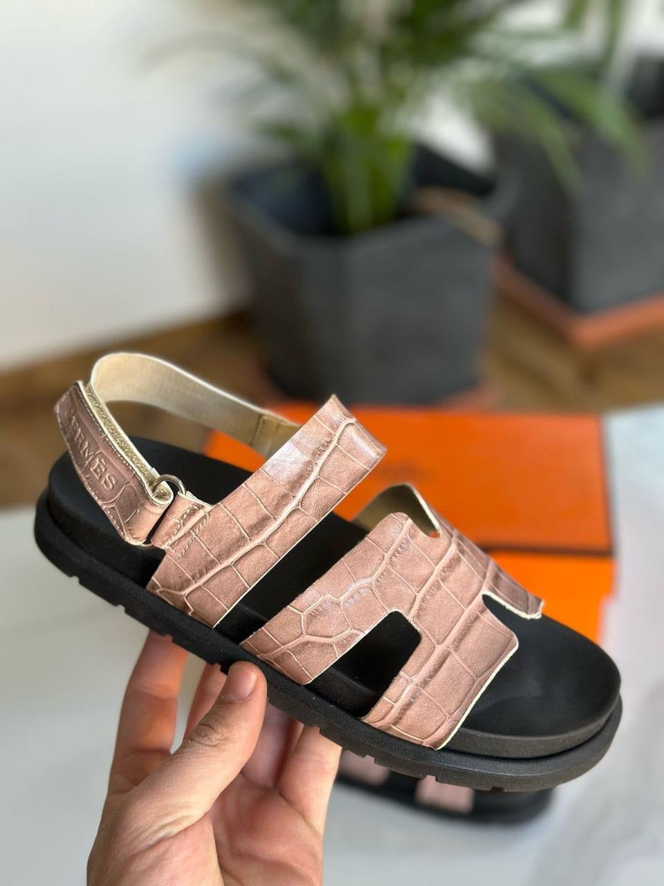 Hermès Croco Sandals