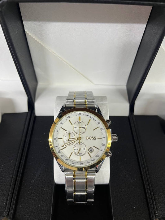 Hugo Boss Chronograph Watch – Gold & Silver Edition